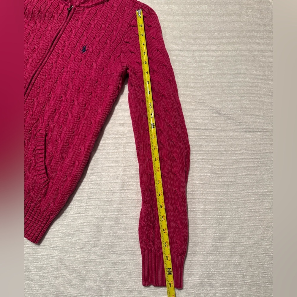 Ralph Lauren woman’s Raspberry Cable-Knit Zip Hoodie - Picture 5 of 6